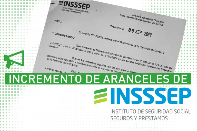 INSSSEP: Incremento de arancel