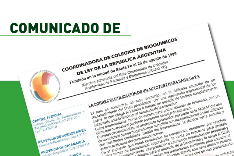 Comunicado de la Coordinadora de Colegios de Bioquímicos de ley de la República Argentina