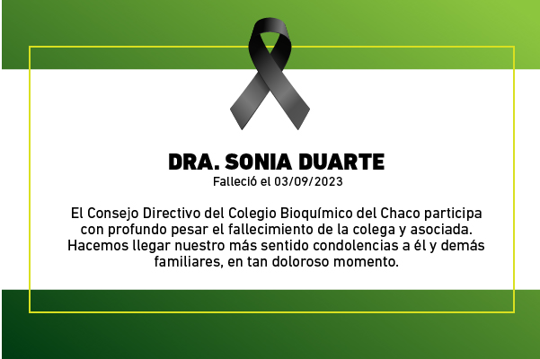 Fallecimiento de la Dra. Sonia Duarte