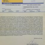 Carta documento dirigida al Gobernador del Chaco