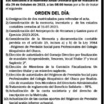 Orden del día, asamblea anual. Octubre 23