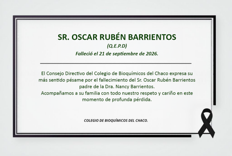Fallecimiento Sr. Oscar Rubén Barrientos