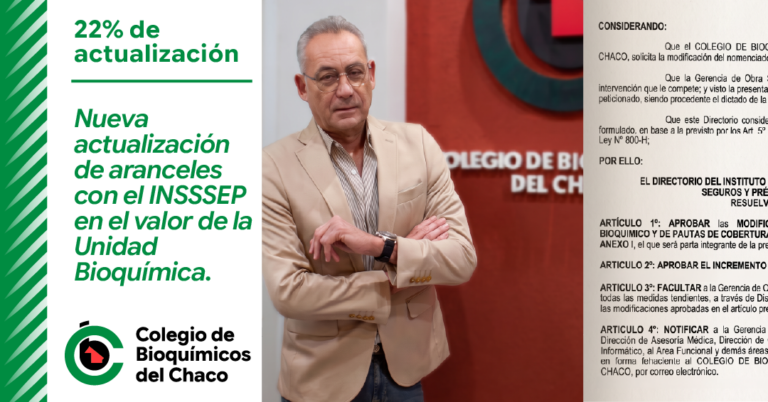 INSSSEP: se concretó una actualización del 22% en los aranceles bioquímicos